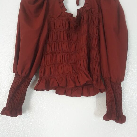 Milk & Honey women's size M rust colored long sleeve blouse - Picture 6 of 14